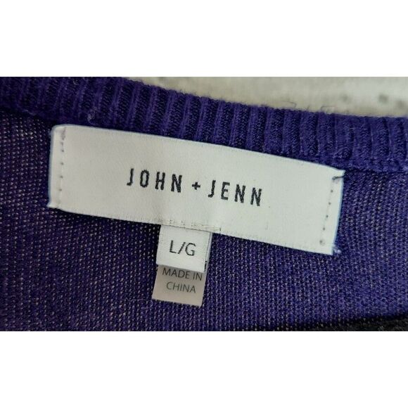 John + Jenn Navy Blue Sweater Waist Tie Womens Short Sleeve Large Sweater Rayon - Picture 7 of 8